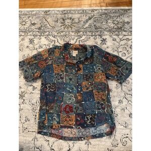 VTG 90s Kahala Women's Daisy Print Hawaiian Aloha Button Down Beach Shirt M